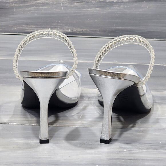 MATEO BY INC Cindy Stiletto Dress Sandles Heeled Mules Clear Pointy Toe 9.5 M - Picture 8 of 15